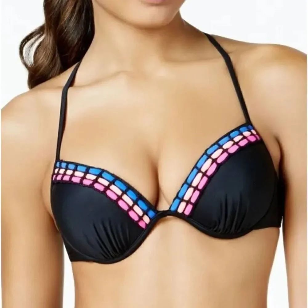California Waves crochet trimmed push-up bikini top